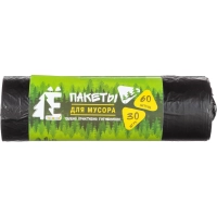Мешки для мусора ПНД 60л &nbsp;30шт/рул черные 58х68см Элементари ЕЛР60-30/35