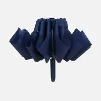 Зонт обратного сложения inLoop с ручкой-карабином, темно-синий