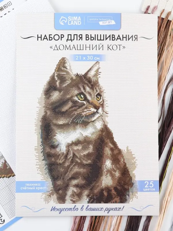 Вышивка крестиком &laquo;Домашний кот&raquo;, набор для творчества, 21&times;30 см