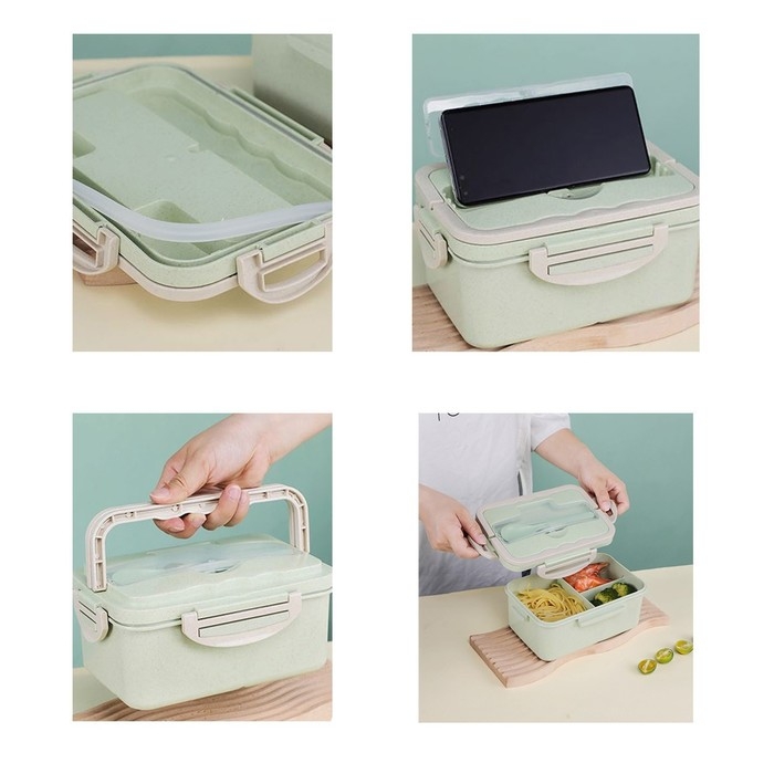 Ланч бокс в школу, контейнер для еды, 1 л, с приборами, 20 х 13 х 7 см