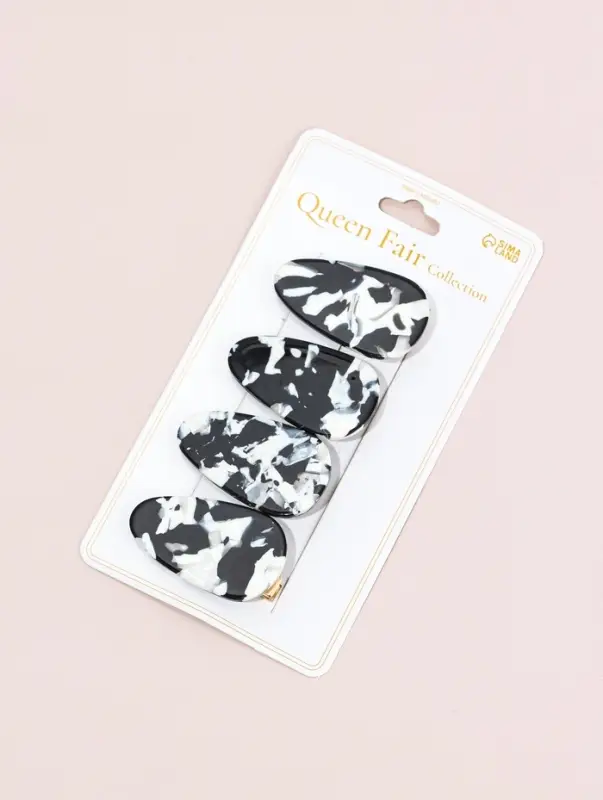 Зажимы для волос QF &laquo;Маргарита&raquo;, набор 4 шт., 4 см, чёрно-белые
