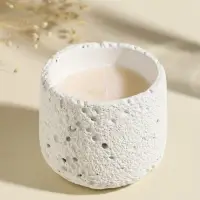 Свеча в подсвечнике вулканическом &laquo;Лава&raquo;, белая, 8.5&times;8.5&times;7.5 см