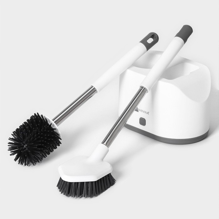 Ёршик для унитаза SAVANNA, силиконовый с щёткой, 18,9×12×40,5 см цвет белый Ёршик для унитаза SAVANNA, силиконовый с щёткой, 18,9×12×40,5 см цвет белый