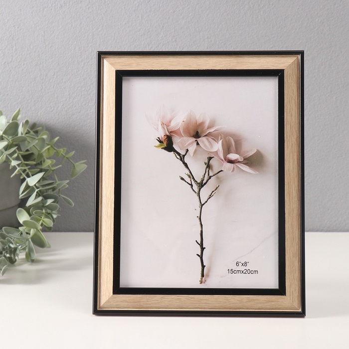 Фоторамка пластик 15х20 см Фоторамка пластик 15х20 см "Крассика. Дерево" бежевая 18,8х23,8 см