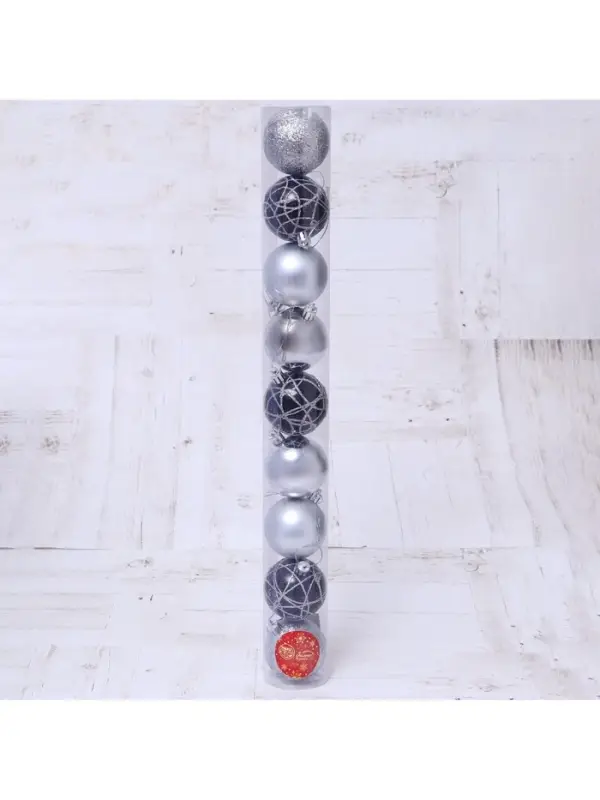 Ёлочные игрушки &laquo;Авива&raquo;, шары новогодние, d=6 см, набор 9 шт., серебро