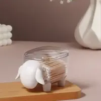 Органайзер для ватных палочек и дисков &laquo;Барашек&raquo;, с крышкой, 12&times;7.5&times;8.5 см, прозрачный, белый