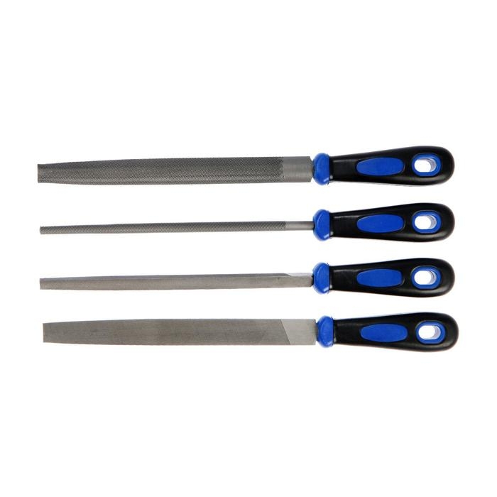 Набор напильников ТУНДРА, сталь У10, насечка №2, пластиковые рукоятки, 200 мм, 4 шт. Набор напильников ТУНДРА, сталь У10, насечка №2, пластиковые рукоятки, 200 мм, 4 шт.