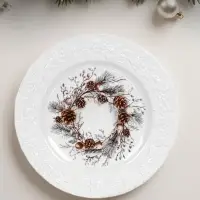 Тарелка новогодняя WY Magical Winter, d=20 см, фарфор, белая