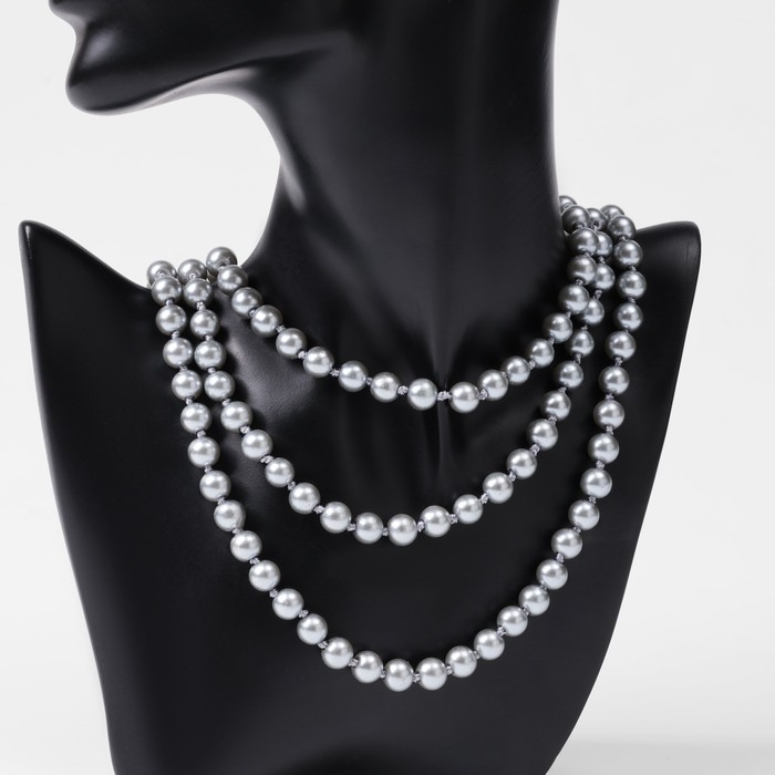 Бусы «Классика» шар №8, цвет серый, L=140 см