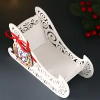 Шкатулка "Сани" с магнитом, 23х10х14 см, белый