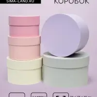 Набор круглых подарочных коробок 5 в 1 &laquo;Дымка&raquo;, 23&times;23&times;14 - 15&times;15&times;10 см