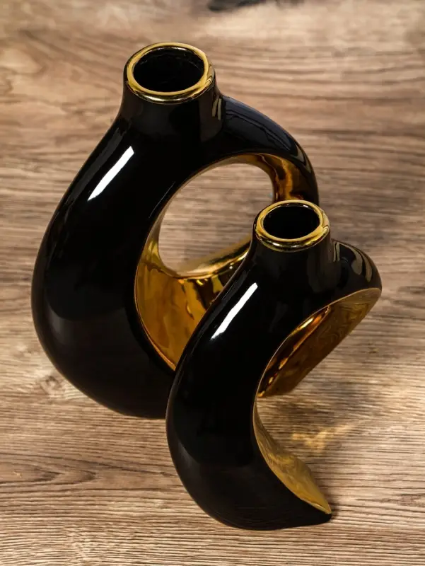 Ваза керамика настольная Ваза керамика настольная "Лари" (набор 2 шт) 22х20 d-4 см, чёрный