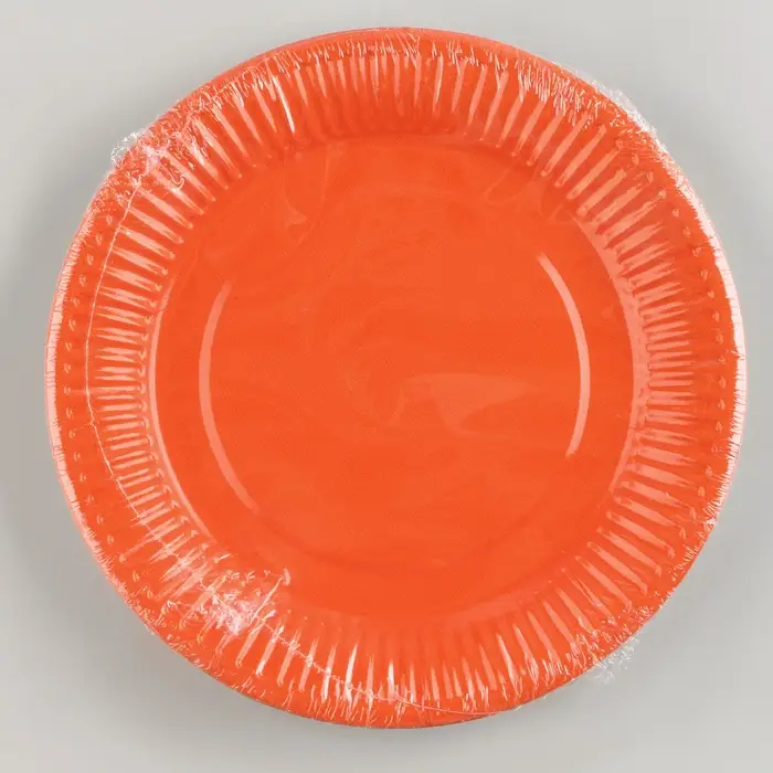 Тарелка одноразовая бумажная однотонная, оранжевая Тарелка одноразовая бумажная однотонная, оранжевая