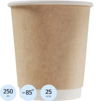 Стакан одноразовый бум двухслойный d-80мм 250мл коричневый (25шт/уп)