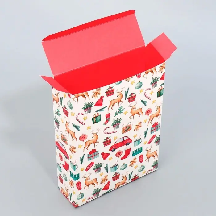 Коробка подарочная новогодняя складная «С Новым годом!», 21х 15 х 5 см Коробка подарочная новогодняя складная «С Новым годом!», 21х 15 х 5 см