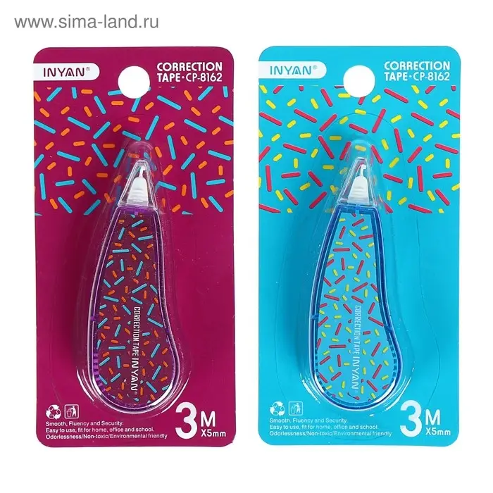 Корректор-лента 3 м х 5 мм, с рисунком, блистер, европодвес, корпус МИКС Корректор-лента 3 м х 5 мм, с рисунком, блистер, европодвес, корпус МИКС