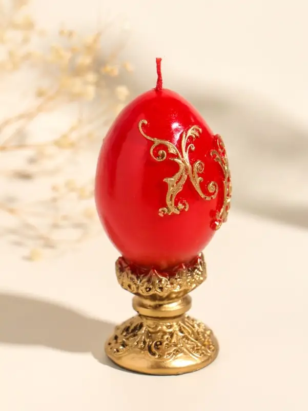 Свеча декоративная "Пасхальное яйцо вензельное" 4,5х10 см, 85 гр