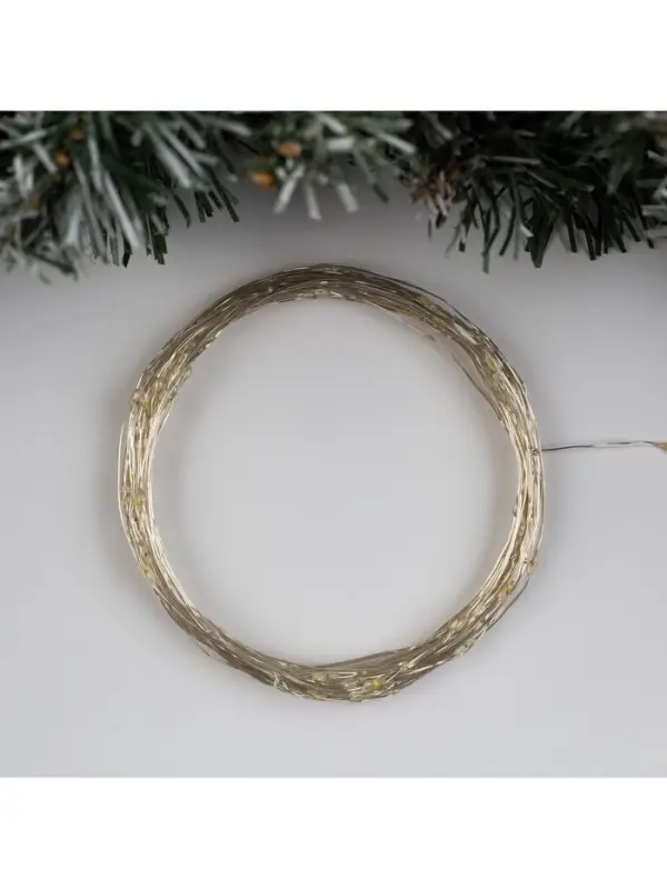 Гирлянда &laquo;Нить&raquo; 10 м, роса, IP20, серебристая нить, 100 LED, свечение жёлтое, 12 В