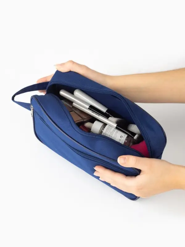 Косметичка дорожная на молнии &laquo;Бако текстиль&raquo;, с ручкой, с карманом, синяя