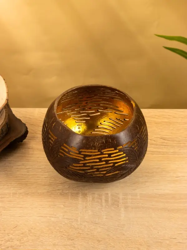 Подсвечник из кокоса, 15×15×13 см, коричневый Подсвечник из кокоса, 15×15×13 см, коричневый