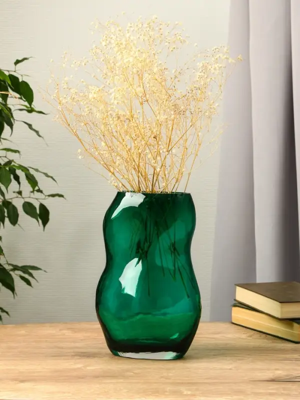 Ваза стекло настольная  Ваза стекло настольная "Шерил" 27х16 см, зелёный