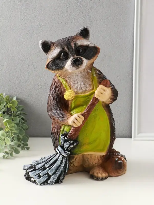 Копилка "Енот с метлой" 38х26х24, серый