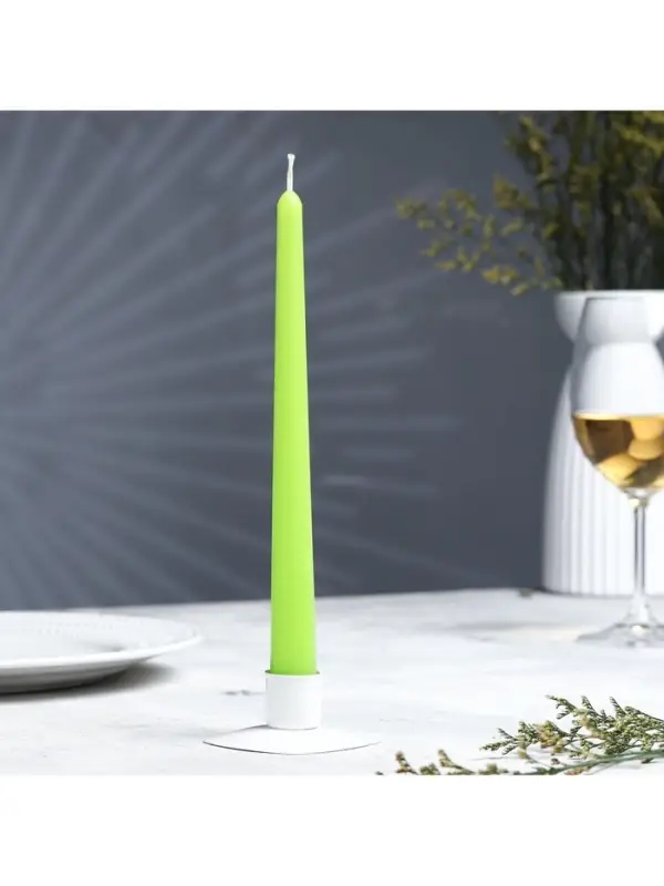 Свеча античная, 2.3&times;24.5 см, 5 ч, 55 г, зелёная