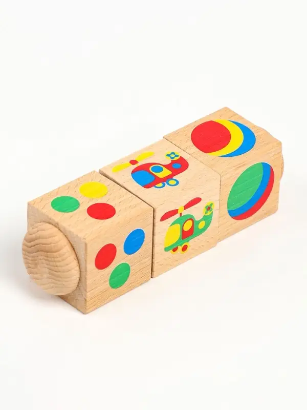 Кубики деревянные «Цвет», на оси, 3 кубика Кубики деревянные «Цвет», на оси, 3 кубика