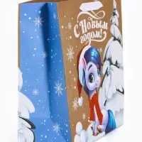 Пакет крафтовый подарочный &laquo;Конь&raquo;, ML 23&times;27&times;11.5 см