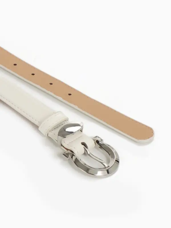 Ремень женский, 110&times;2.3 см, пряжка металл, серебристая, белый