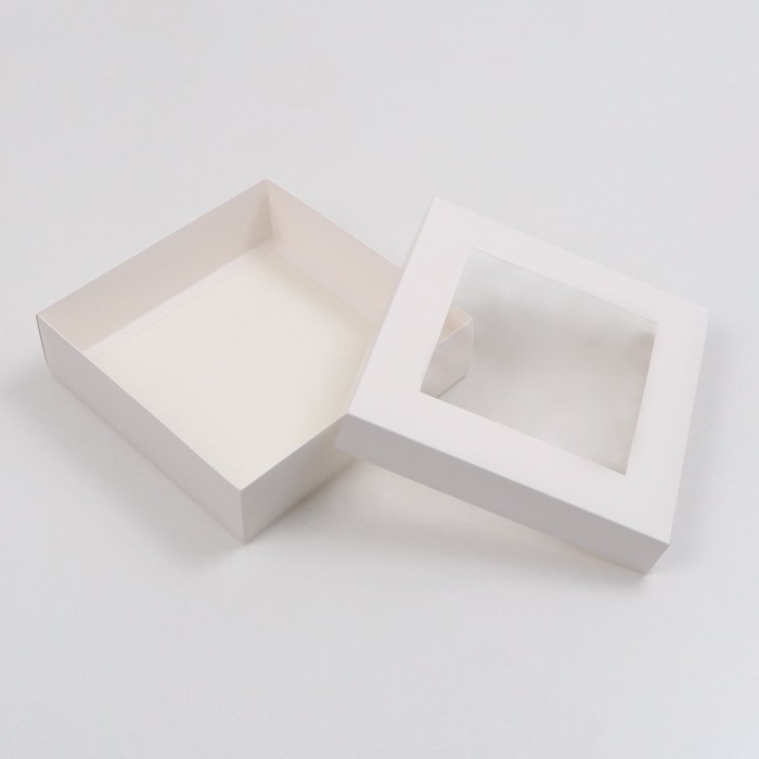 Коробка складная, крышка-дно,с окном, белая, 30 х 30 х 8 см