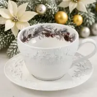 Чайная пара Magical Winter, 2 предмета: чашка 270 мл, блюдце d=14.6 см, фарфор, белая