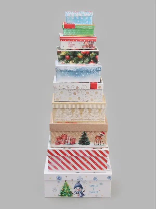 Коробки подарочные новогодние 10 в 1 &laquo;С Новым Годом&raquo;, 30&times;19&times;11.5 - 12&times;6.5&times;4 см