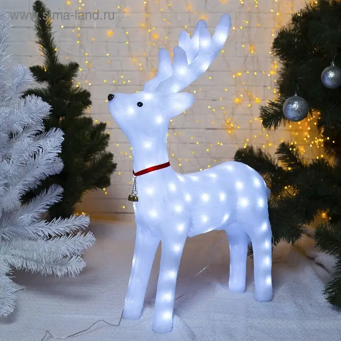 Светодиодная фигура &laquo;Олень матовый&raquo; 52&times;80&times;21 см, акрил, 80 LED, 8 режимов, 24 В, свечение белое