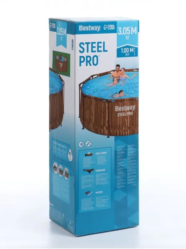 Бассейн каркасный Steel Pro, 305&times;100 см, круглый, цвет рейка, 561VM Bestway