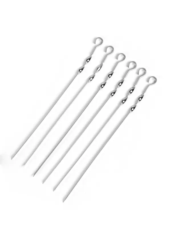 Набор прямых шампуров, 6 шт., 45&times;1 см, толщина 1.5 мм, нержавеющая сталь