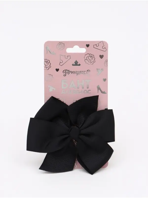 Бант для волос на заколке чёрный, Принцессы Бант для волос на заколке чёрный, Принцессы