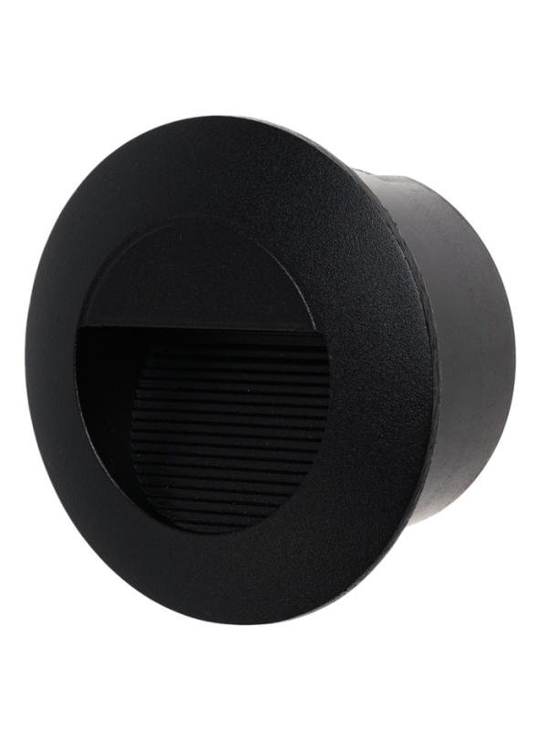 Встраиваемый светильник для лестницы, IP65, 3 Вт, 6500К, 50х50, круг, черный