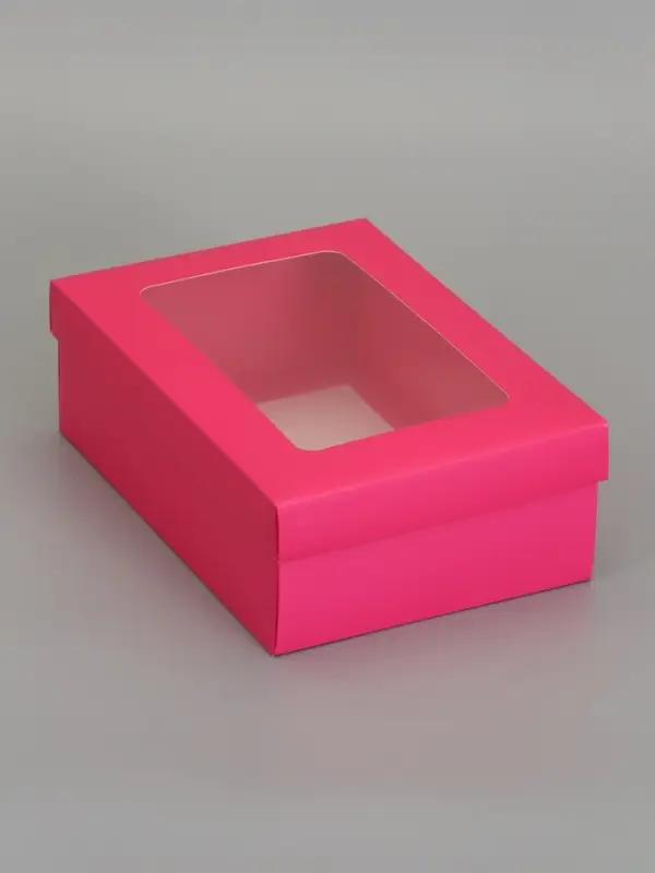 Коробка складная, крышка-дно, с окном, розовая Барби, 24 х 17 х 8 см