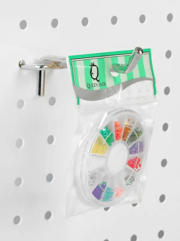 Крючок одинарный для металлической перфорированной панели, d=6 мм, L=10 см, шаг 25 мм, цвет хром