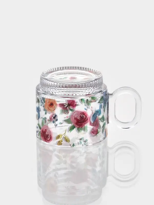 Чайный набор &laquo;Убранство&raquo;, 12 предметов: 6 чашек 200 мл, 6 блюдец, с рисунком, стекло, прозрачный