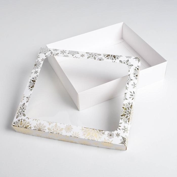 Коробка подарочная новогодняя складная «Снежинки», 23.5 х 20.5 х 5.5 см, Новый год Коробка подарочная новогодняя складная «Снежинки», 23.5 х 20.5 х 5.5 см, Новый год