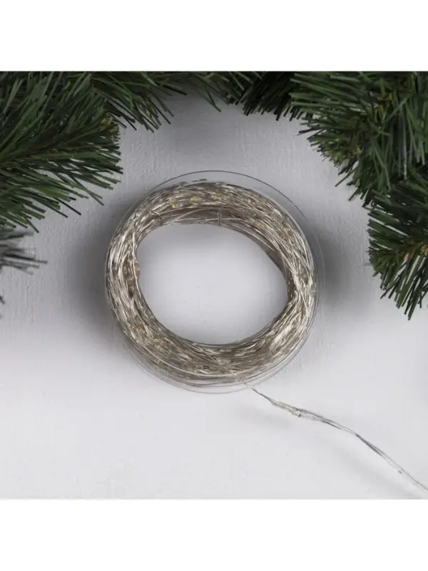 Гирлянда &laquo;Нить&raquo; 50 м, роса, IP44, серебристая нить, 500 LED, свечение мульти, 8 режимов, 31 В