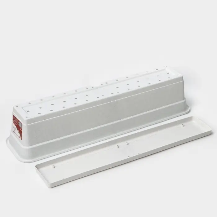 Ящик балконный для цветов, 16 л, 80&times;20&times;17.5 см, пластиковый, цвет мраморный