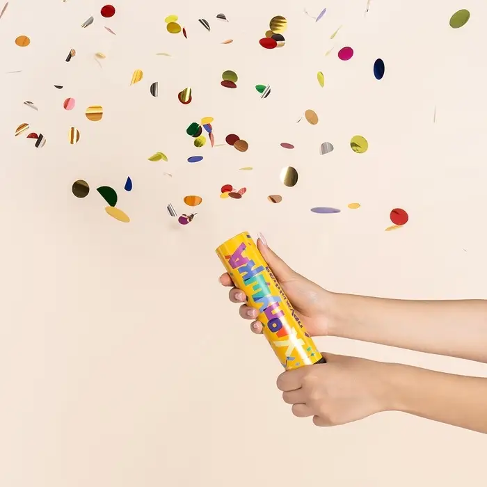 Хлопушка пружинная "Круги" фольга, ассорти, металлик (8/20 см)