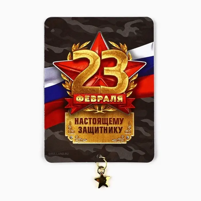 Магнит с подвеской на 23 февраля «Настоящему защитнику», 6 х 8 см