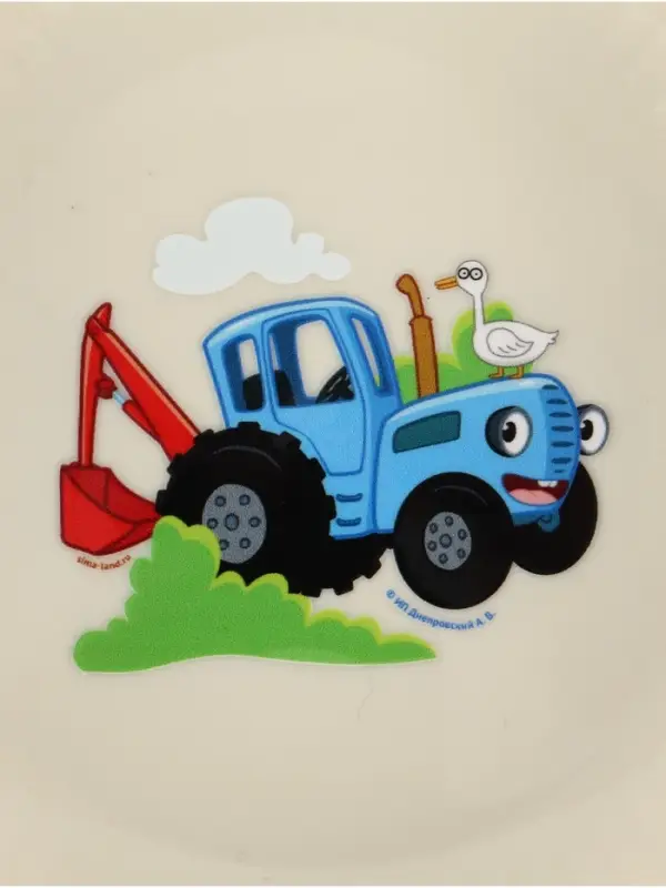 Тарелка пластиковая детская, 14.5&times;14.5 см, Синий трактор