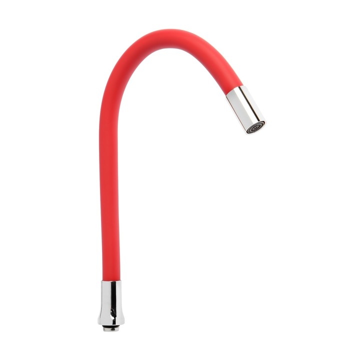 Излив для смесителя ZEIN, 3/4 Излив для смесителя ZEIN, 3/4", гибкий, силикон, нерж. сталь, 50 см, сетка пластик, красный