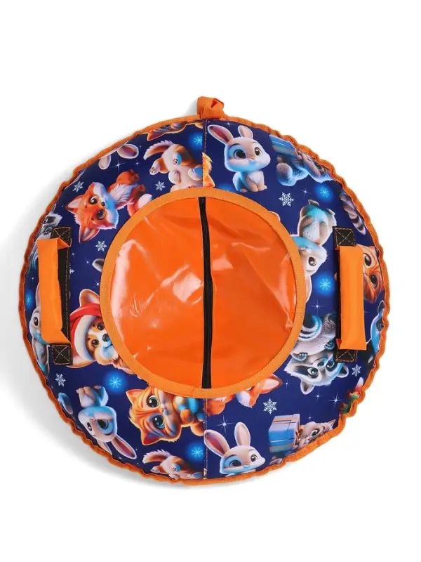 Тюбинг – ватрушка «Пушистики», диаметр чехла 70 см, синяя, оранжевая, Winter Star Тюбинг – ватрушка «Пушистики», диаметр чехла 70 см, синяя, оранжевая, Winter Star