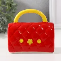 Копилка для денег &laquo;Стёганная красная сумочка с цветком&raquo;, керамика, 12&times;6&times;10.8 см